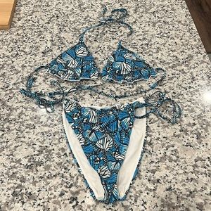 PacSun LA Hearts Blue Butterfly Bikini
